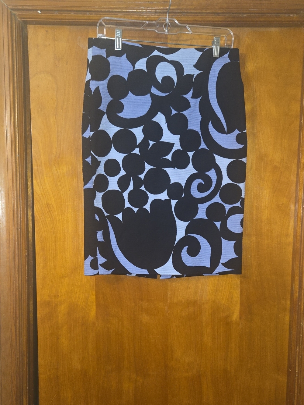 Black & Periwinkle Abstract Print Pencil Skirt Ann Taylor